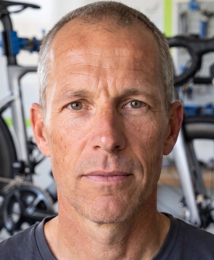 De host van Sub Sixty in zijn fietswerkplaats